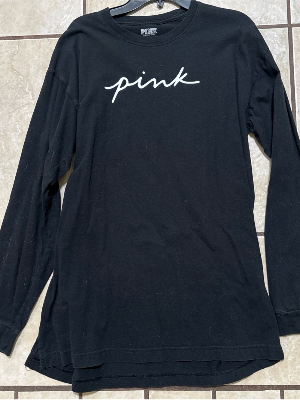 PINK Victoria's Secret Black Tee with White Script
